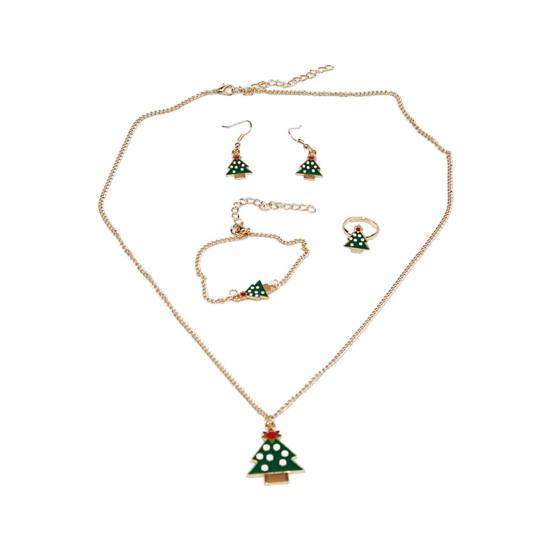 4 шт./компл. кулон в виде лося, яркое цветное ожерелье, серьги, кольцо, браслет, набор, сплав, красная рождественская шляпа, подвеска в виде луны, комплект ювелирных изделий, аксессуары для ювелирных изделий