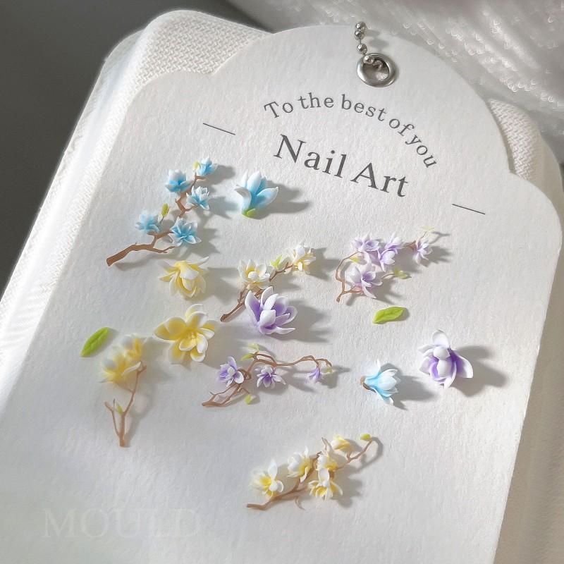 3D Embossed Magnolia Flower Nail Molds UV Resin Soft DIY Art Decorations