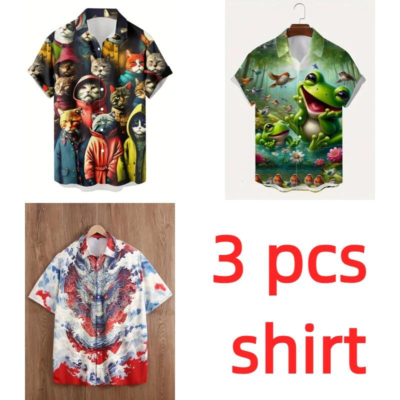 Fashion Unisex Animal Dragon Leopard Cat Graphic Hawaiian Shirts 3D Printed Shirts Tops Summer Short Sleeves Men Women Blouse Shirt