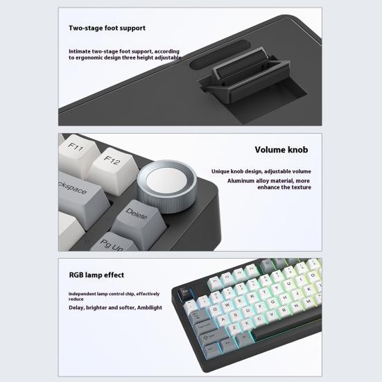 Механическая клавиатура Совместимость с Bluetooth/2.4G/Type-C Проводное подключение Трехрежимное подключение Полноразмерная клавиатура с возможностью горячей замены 81 клавиша