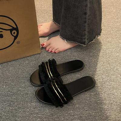 Модная обувь Женские тапочки Роскошные шлепанцы 2025 Дизайнерские Летние Мягкие Плоские Ретро Обувь Женская 2025 Тапочки Плоские Пантофли Роскошные Шлепанцы