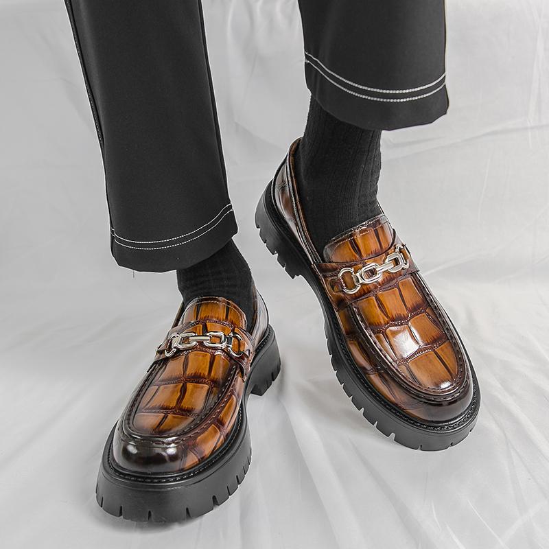 Высококачественные мужские туфли дерби из крокодиловой кожи, удобная толстая подошва, весенние мужские ретро шнуровка, деловые повседневные кожаные туфли
