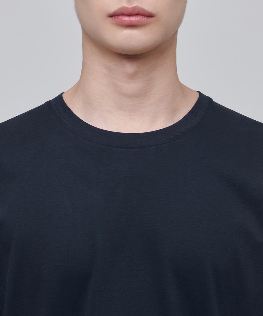 MUSINSA STANDARD Silket Oversized Crew Neck Long Sleeve T-Shirt [Navy]