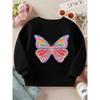 Kids Crewneck Sweatshirt, Vibrant Abstract Butterfly Graphic Print, Soft Cozy Long Sleeve Pullover