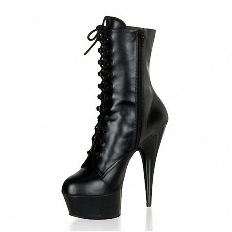 15 см лакированные высокие туфли-трубы из толстой подошвы выше колена на высоком каблуке длинные кожаные ботинки со шнуровкой супер длинные туфли-трубы на супер высоком каблуке