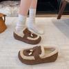 Doudou Shoes Winter Velvet 2025 Autumn New Soft Sole One Pedal Comfortable Retro Snow Cotton Warm Loafers Women