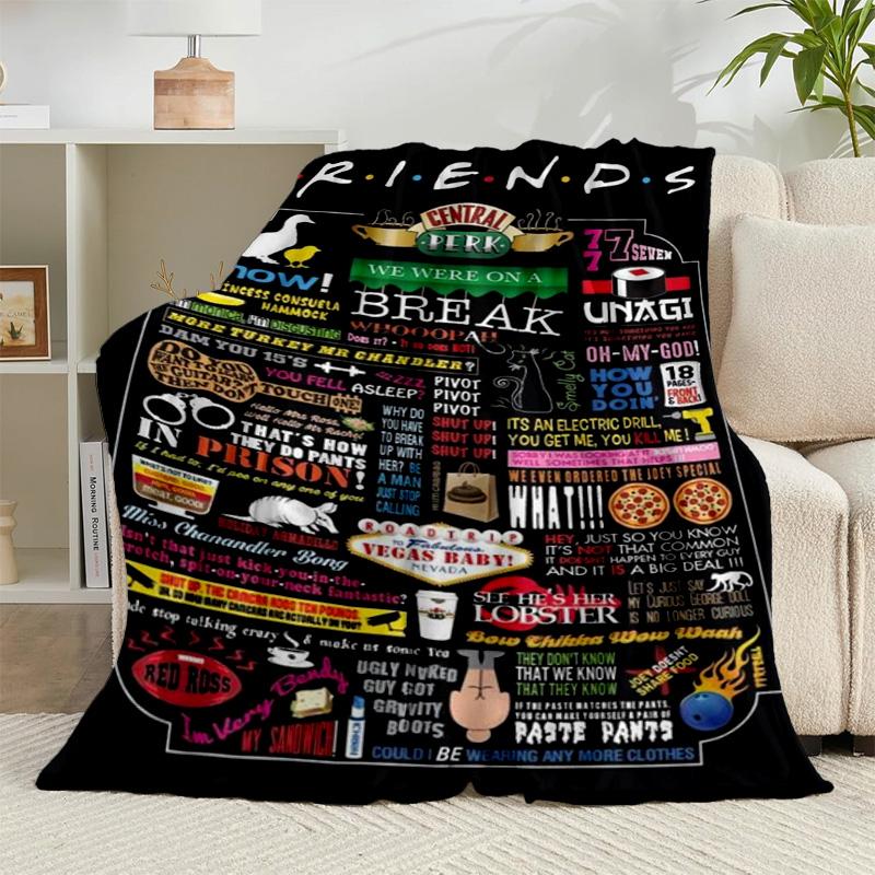 1PC Friends Show Quotes Flannel Blanket Gift, Suitable for Both Men And Women, Soft Ideal for Beds And Sofa, Birthday Or Christmas Gift