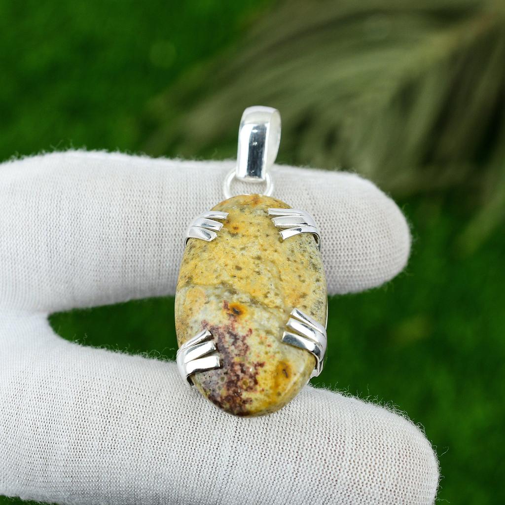Подарок для женщин Подвеска Серебро 925 пробы Натуральный Полихромный Яшма Драгоценный камень