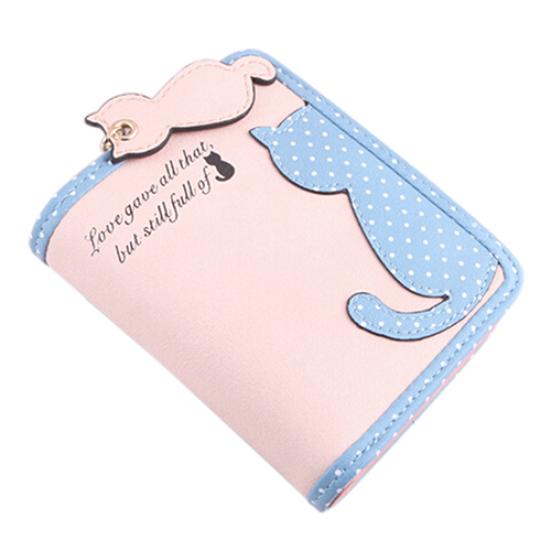 Леди милый картонный кот Pandent короткий длинный кошелек держатель для карт на молнии сумка для монет кошелек