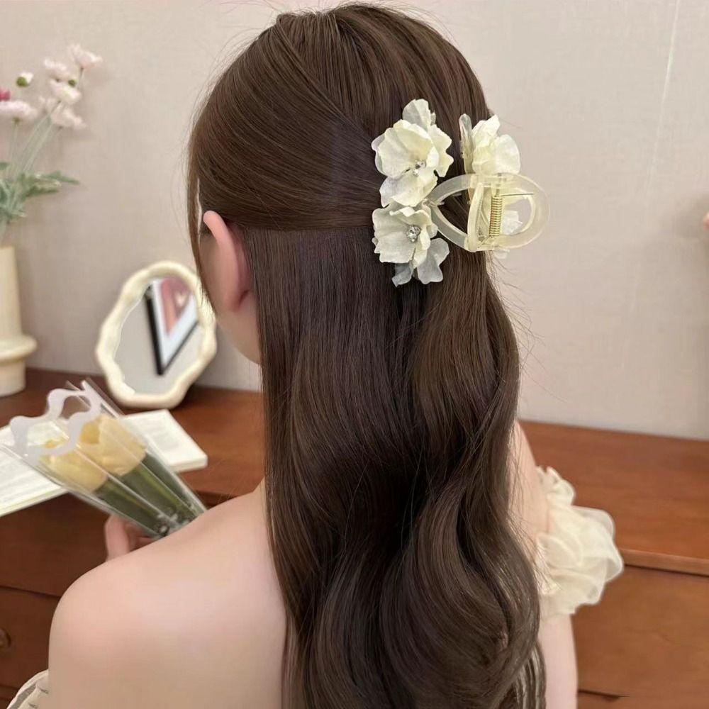 Simulated Flower Flower Hair Claw Korean Style Hair Crab Clip Elegant Sweet Hair Catches Girl