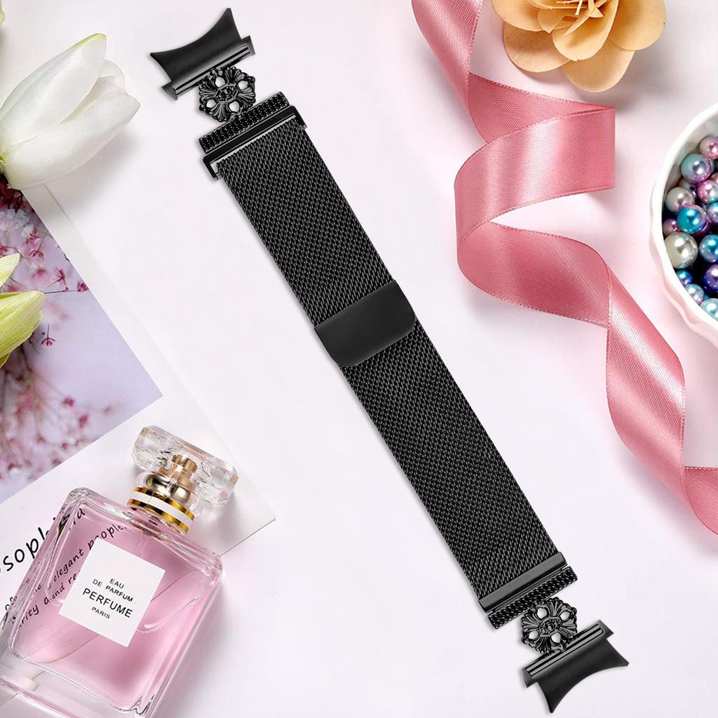 Для Samsung Galaxy Watch 5 Pro/Watch 5/Watch4 ремешок для часов Milanese Flower из нержавеющей стали с разъемом