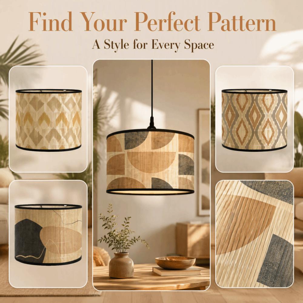Hangable Bamboo Lampshade Handmade Retro Lampshade Retro Style Pendant Chandelier Ceiling