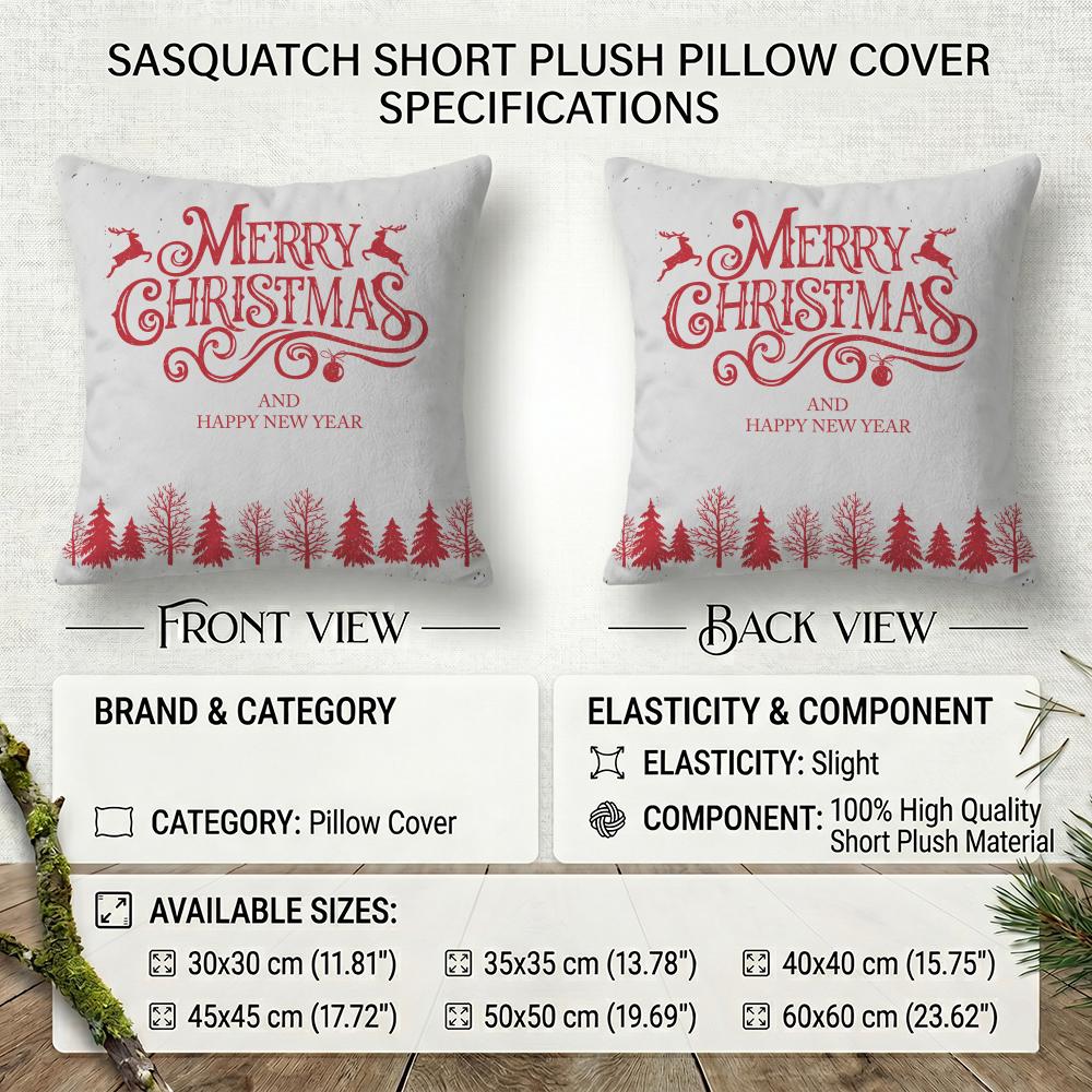 Cute Christmas Elements Cushion Cover 1 Piece Short Plush Pillowcase, Soft And Washable, Mostly Used For Sofa, Car