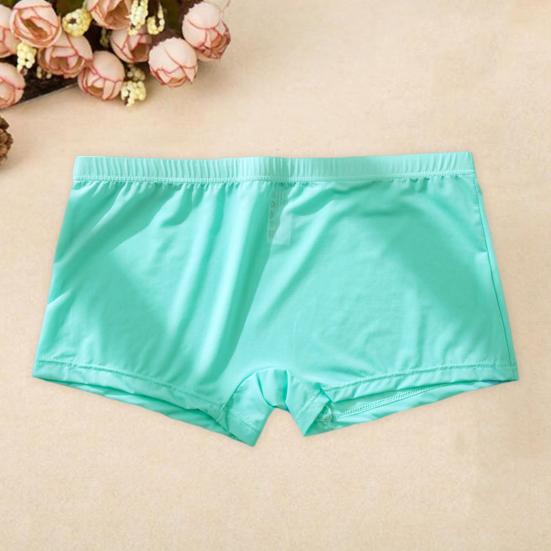 Мужские трусы-боксеры из ледяного шелка с низкой посадкой и эластичным поясом, гладкие шорты, нижнее белье, однотонные U-выпуклые ультратонкие трусики