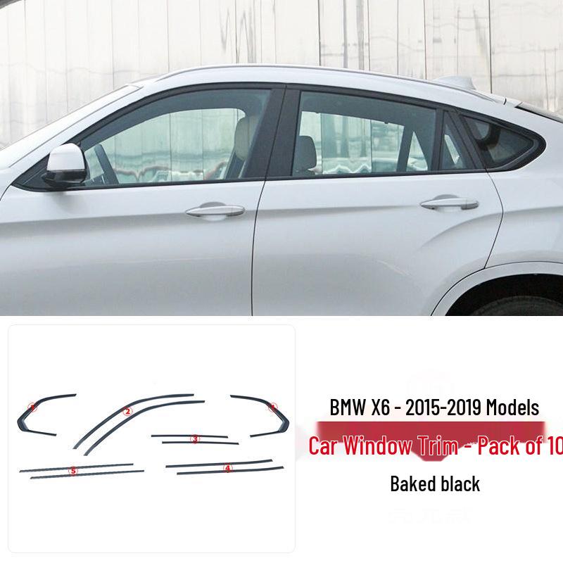 Черная накладка на оконный проем и дверную раму для BMW 3, 5 серии, X3, X5, X6 - Декоративная черная версия 'Воин'.