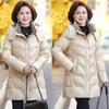 Down Jacket Women's Winter New Medium and Long Thickened Hooded Middle-aged and Elderly Large-size Women's Padded Jacket