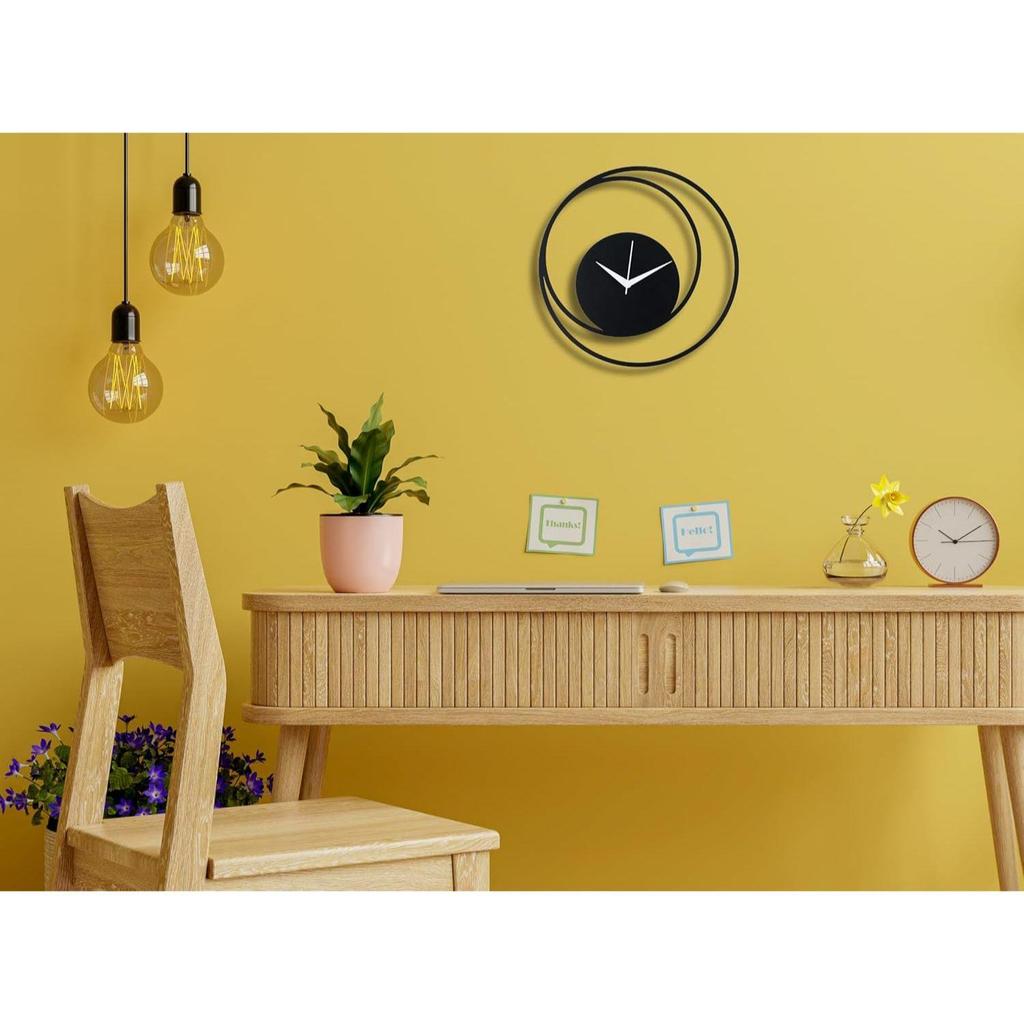Настенные часы для дома, офиса, гостиной, спальни, детской комнаты и кухни | Стильный новейший домашний декор | (35 X 35 см) | Черный цвет (Включенная батарея)