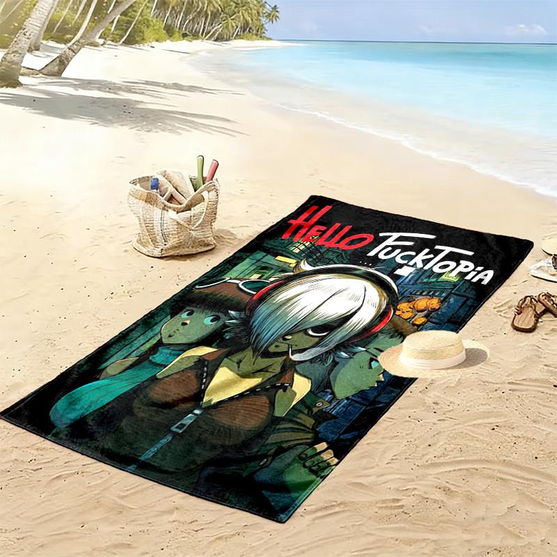 Hello Fucktopia 2D Flat Print Beach Towel, Large Soft Quick Dry Towel for Beach Camping SwimmingSSTJ0917084
