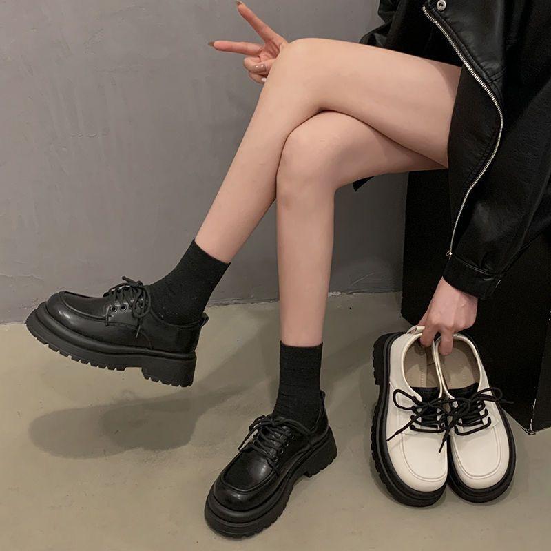 Увеличенные однослойные туфли женские весенние новые ретро легкие сочетающиеся студенческие удобные туфли на платформе с круглым носком из кожи Tide