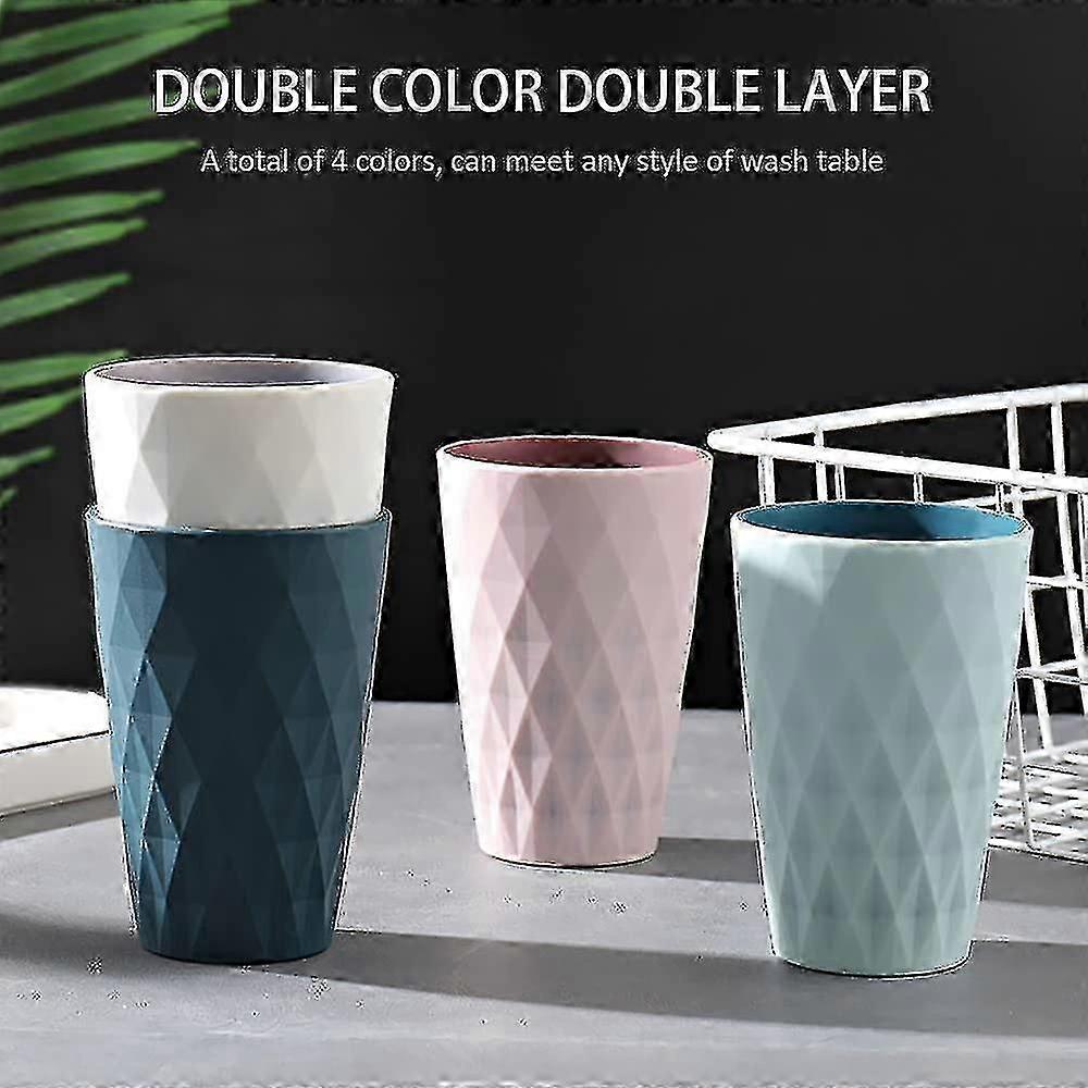 Bathroom Tumbler, 450ml/15.8oz Plastic Tumbler, Nordic Style Design, Strong And Drop-resistant, Suitable For Adults, Teenagers And Children. 4pcs (812
