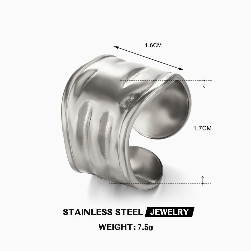 LATS Multiple Styles Stainless Steel Geometric Texture Wide Rings for Women Men Irregular Gold Wedding Ring Punk Jewelry