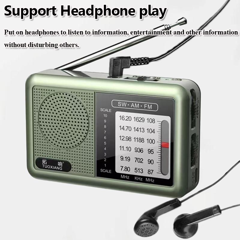 Mini Portable FM AM SW Radio High Sensitivity DSP Chip Radios Receiver Built-in Loud Volume Speaker Support 3.5mm Headphones