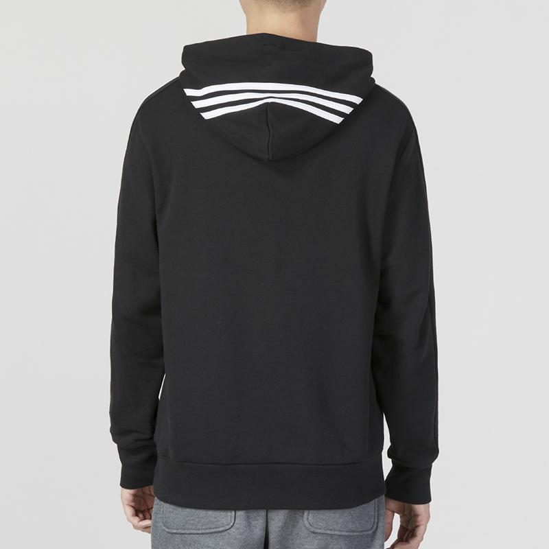 adidas Мужская толстовка с капюшоном на молнии во всю длину, 3 полоски, черная IC0435