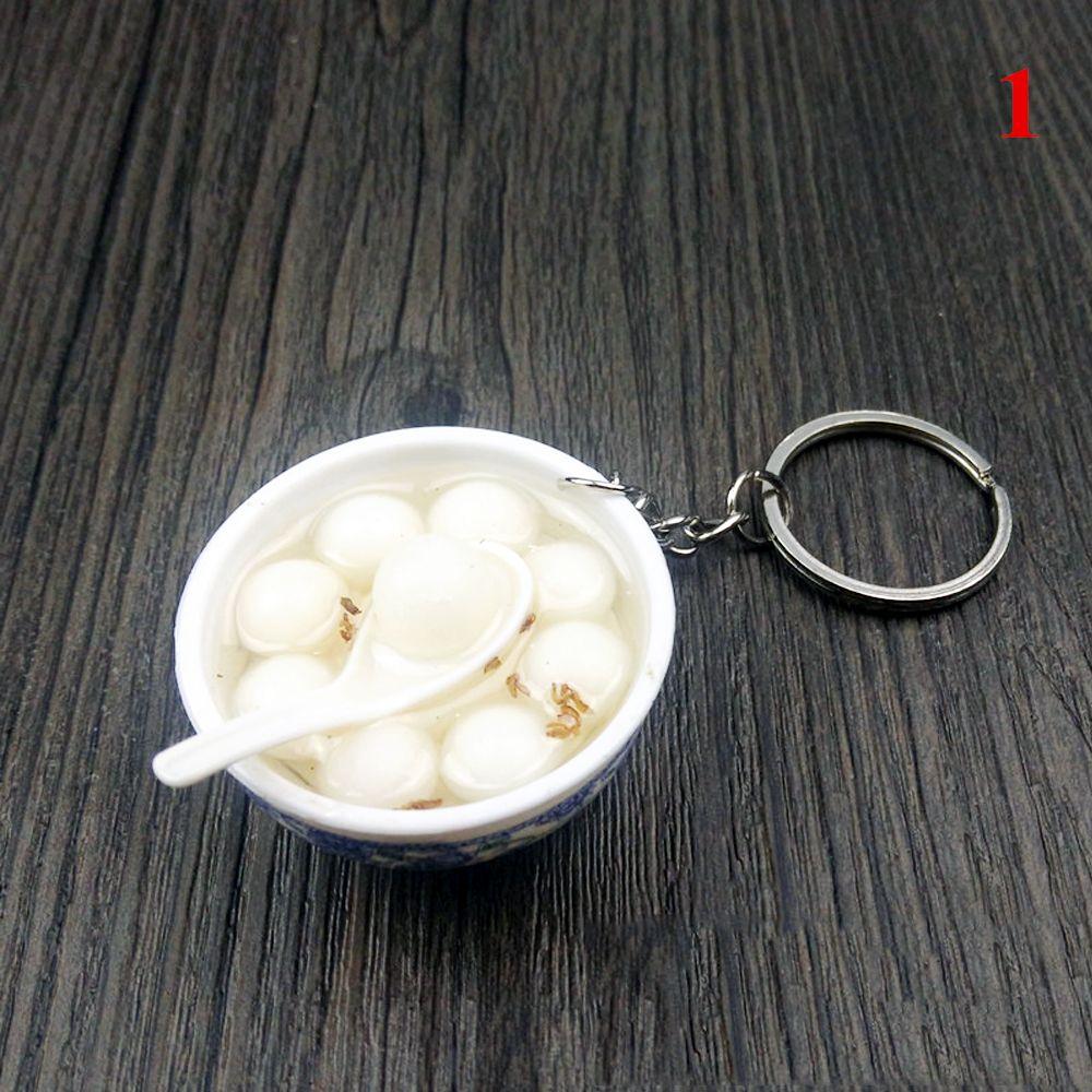 Buckle Mini Bowl Food Keychain Key Ring Simulation Chinese Food