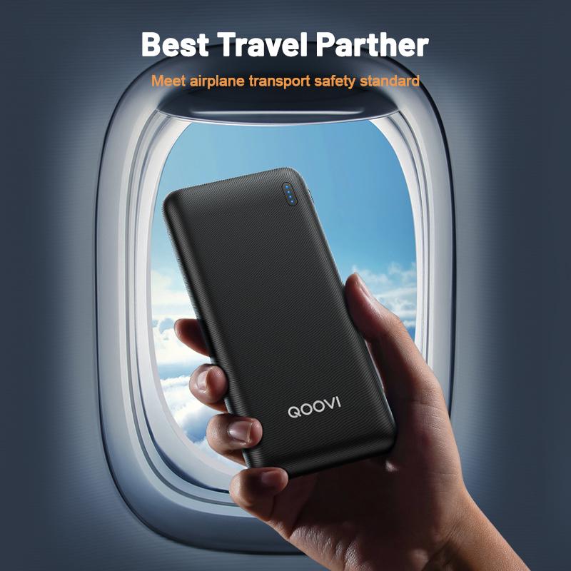 QOOVI Power Bank 10000mAh Portable Charging PowerBank 10000 mAh USB PoverBank External Battery Charger For Xiaomi Mi 11 Huawei iPhone 13 12 11