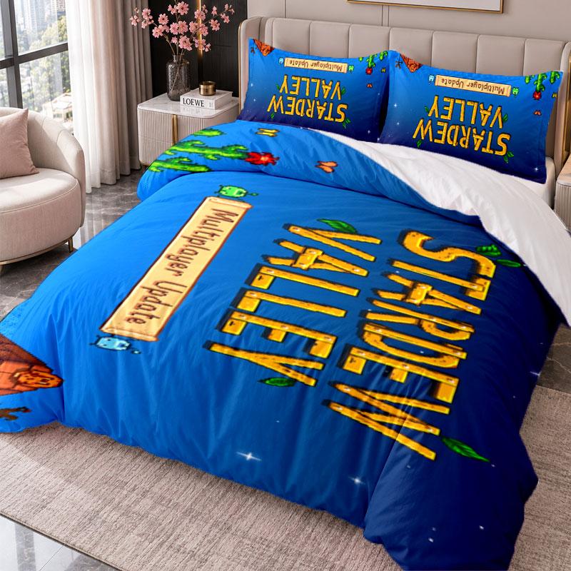 Stardew Valley 3Pcs Bedding Set Duvet Cover With Two Pillowcases For Bedroom Home Decoration