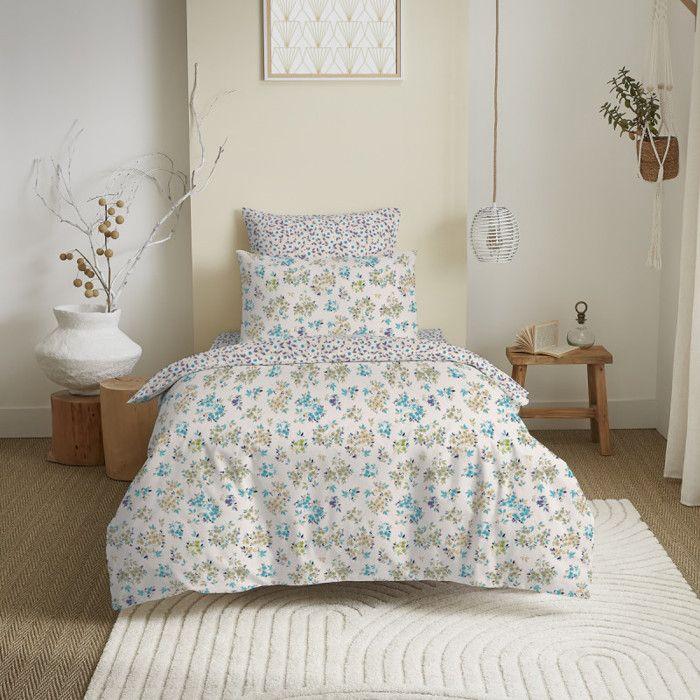 Complete Reversible Duvet Cover Pack for 90 X 190 Cm Bed Tanya Cyan