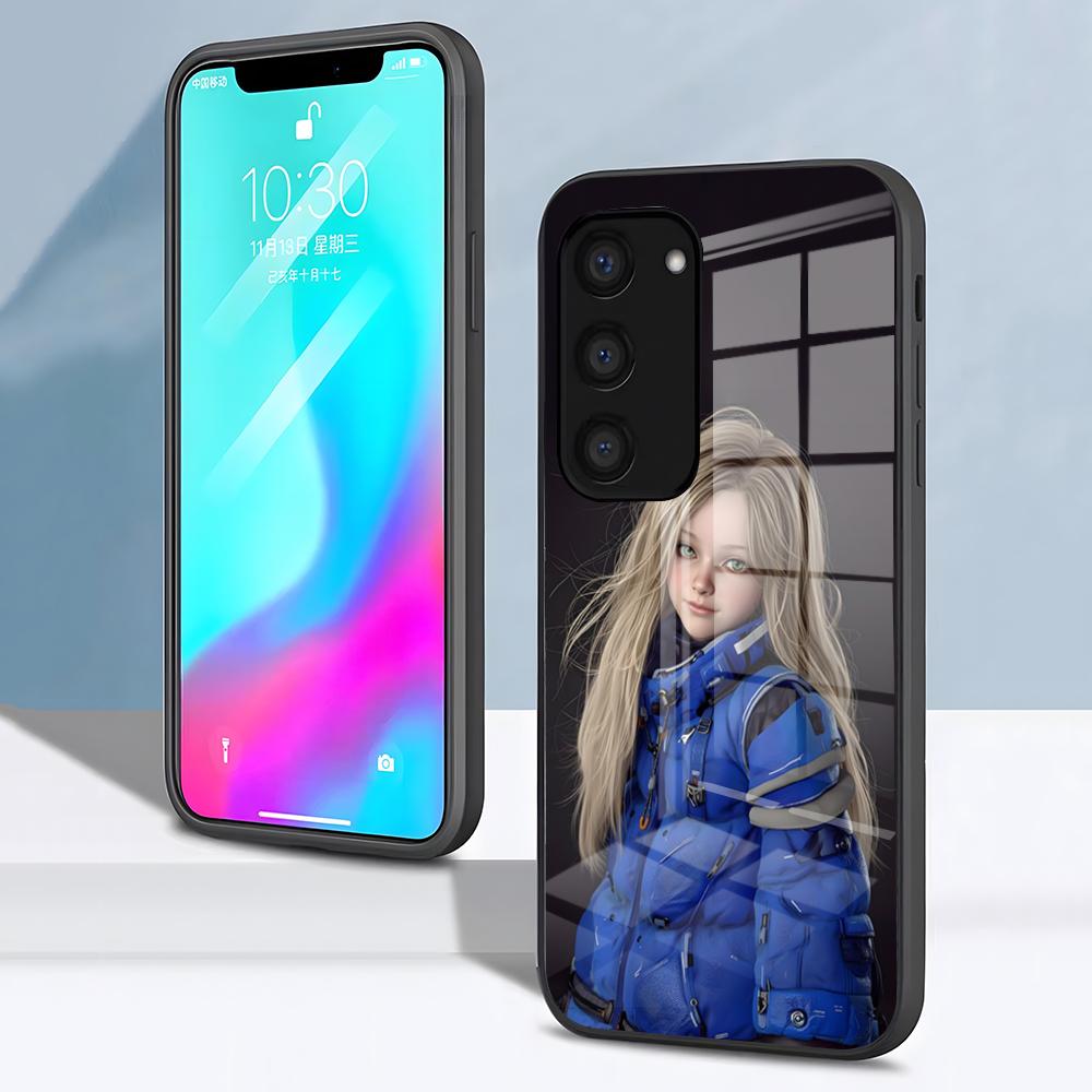 Чехол Diana Pragmata для Samsung S26 S25 S24 FE S23 S22 S21 Plus S20 Ultra Note20Ultra Черное Стеклянное Покрытие