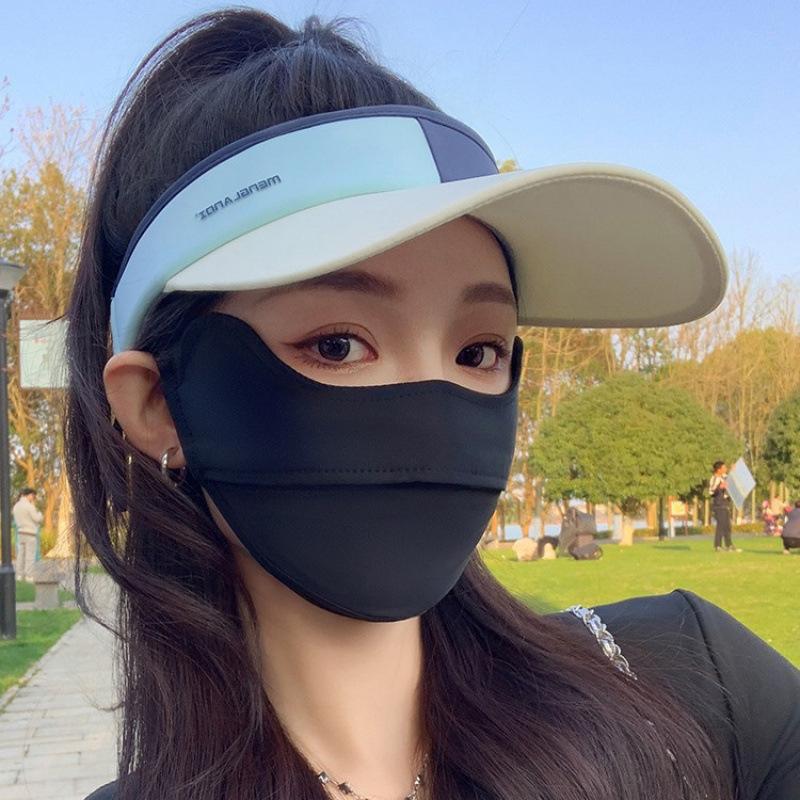 Women's new sun-protective hat, summer extended brim face-covering, UV protection duckbill sun hat, running sports bare-top hat
