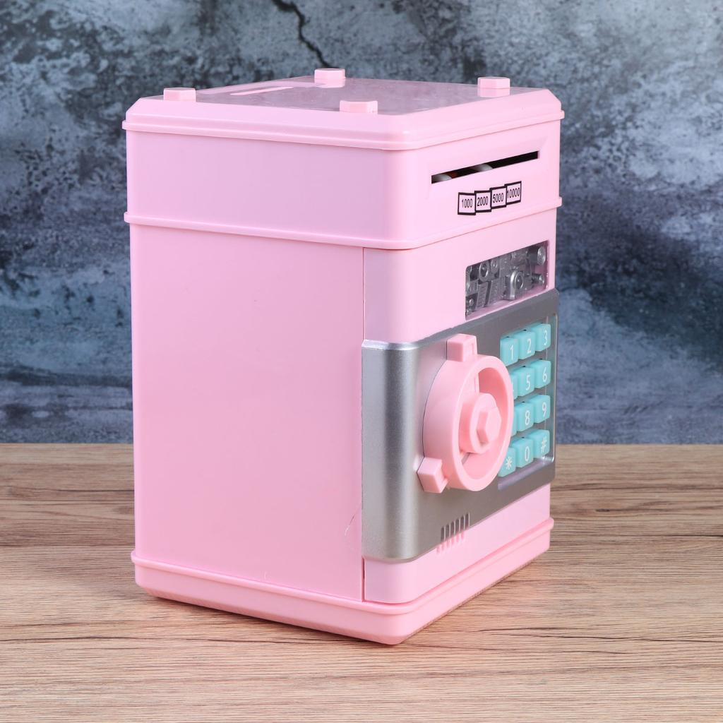 Children's Money Saving Bank Deposit Box Intelligent Voice Mini Safe and for Kids with Pass Code (Pink, Button Random Color)