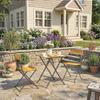3-Piece Seating Group Dining Set for 2 People, Folding Dining Table with 2 Folding Chairs for Patio Balcony Teak
