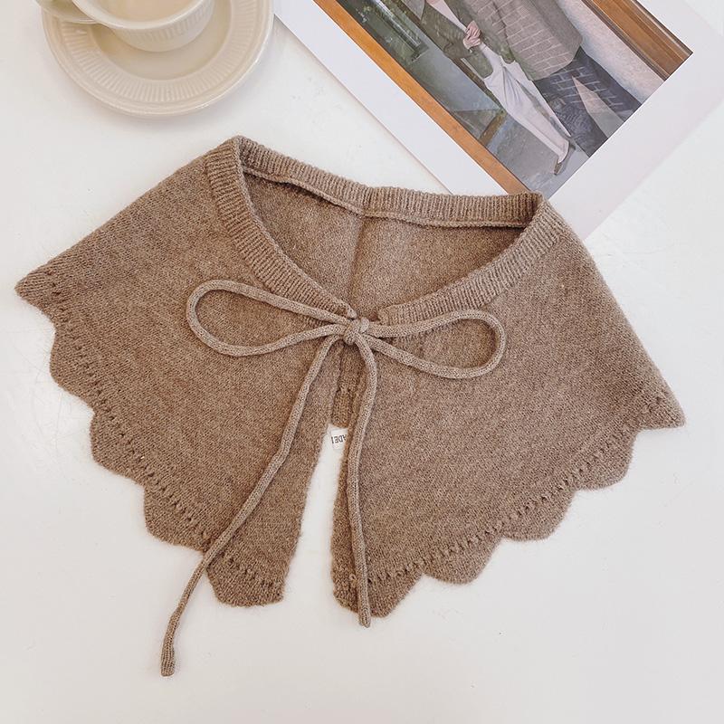 Теплая шаль с искусственным воротником, женские оборки, съемные воротники для женщин, вязанные лацканы Лолиты, полурубашка, шаль, украшение