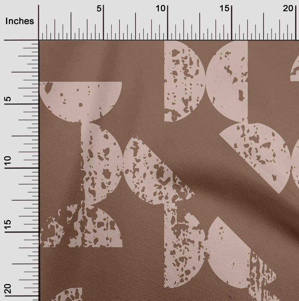 oneOone Cotton Flex Brown Fabric Geometric Half Circle Dress Material Fabric Print Fabric By The Yard 40 Inch