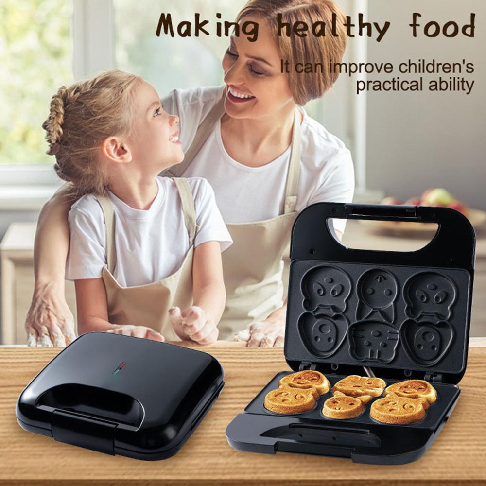 Мини-вафельница с животными, приготовление 6 различных блинов в форме кошек и собак, электрическая вафельница с антипригарным покрытием