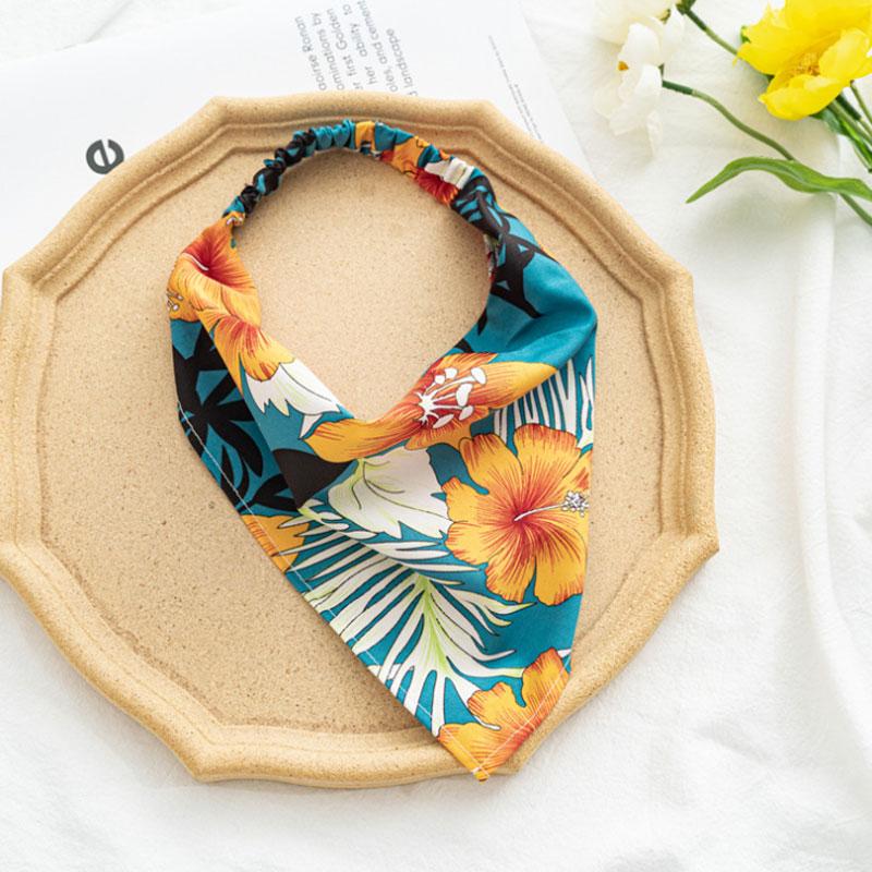 Summer Printting Hair Scarf Scrunchies Vintage Triangle Bandanas Hairband Headband Elastic Hair Bands Headwrap Hair Accessories