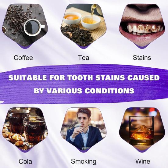 30ML Purple-color Teeth Whitening Toothpaste Teeth Stain Removal Gums Care Deep Cleaning Color Corrector Brightening Toothpaste