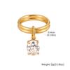 18K Gold Plated Waterproof Stainless Steel Dainty Drop CZ Stackable Ring for Women, Minimalist Double Row Dangle Rings Jewelry