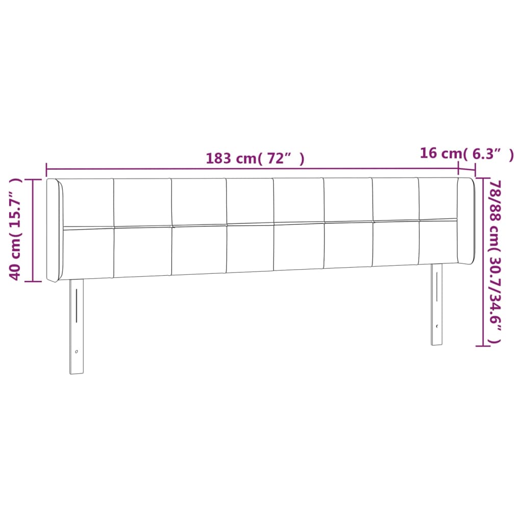 Vidaxl Zagłówek Do Łóżka Z Led, Ciemnoszary, 183X16X78/88 Cm, Tkanina