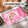 Teddy Bear Theme Crystal Velvet Rug Personalized Custom Name Text Soft Floor Mat Home Decor