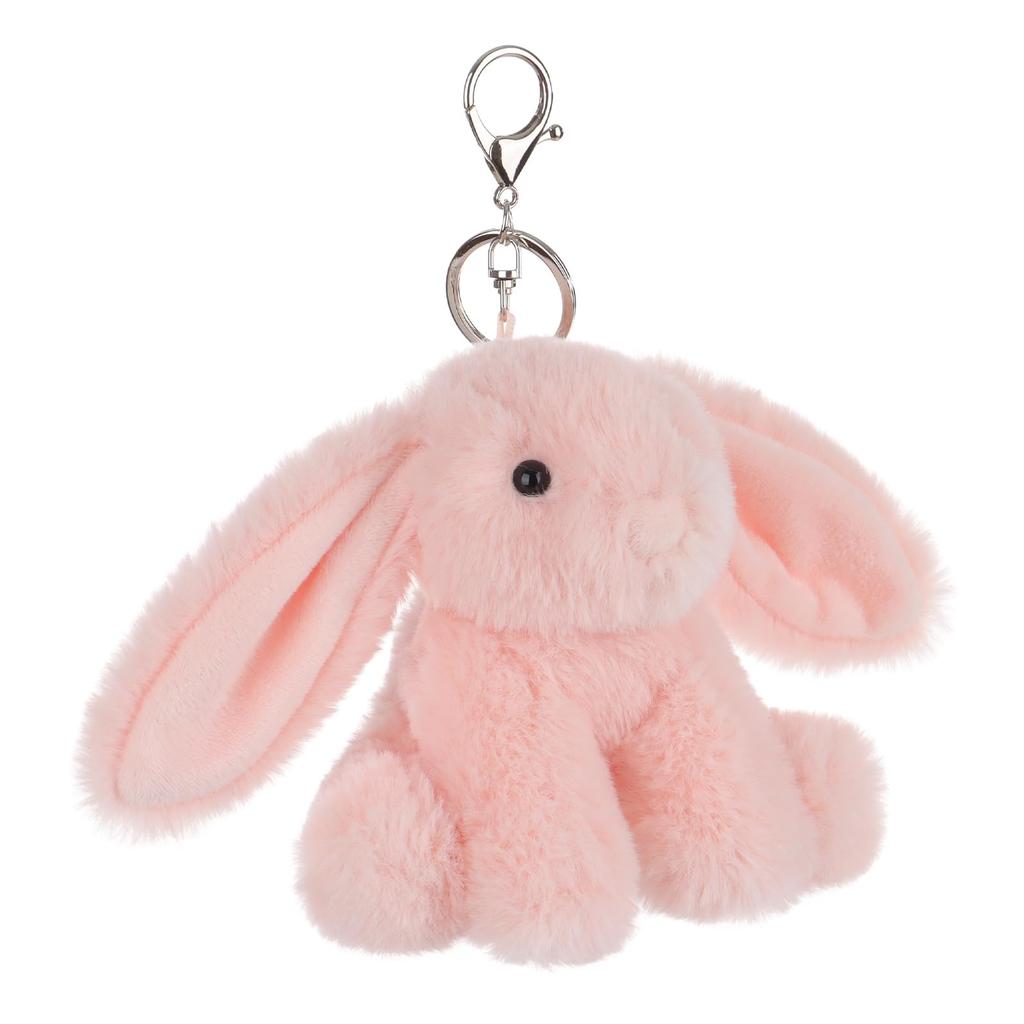 Apricot Lamb Pink Bunny Cute Soft Keychain Plush Toy, Perfect for Boys and Girls, Fits Kids Backpacks and Purses, 11cm