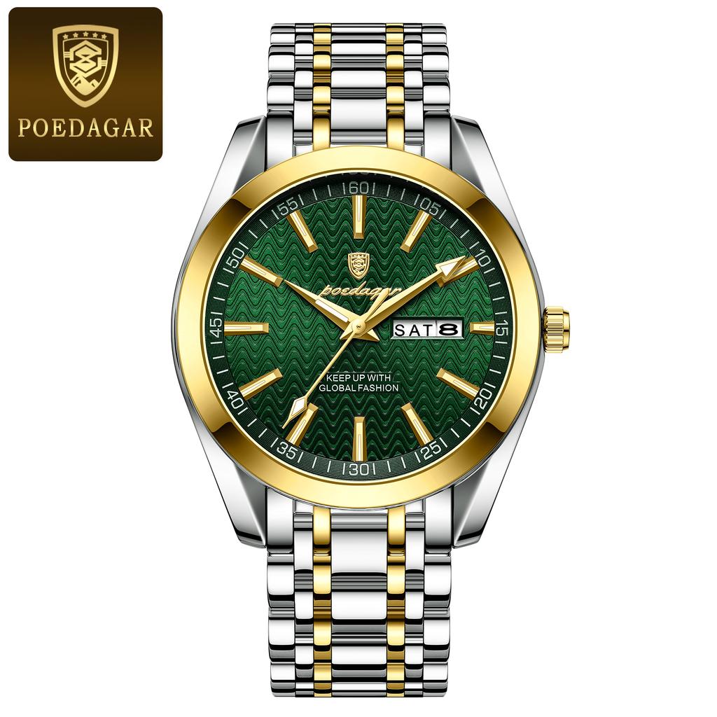 Men's Waterproof Luminous Dual Calendar Watch, Fashionable Quartz Watch Weekly Calendar Display Festival Gift Men's Exquisite Gift Watch