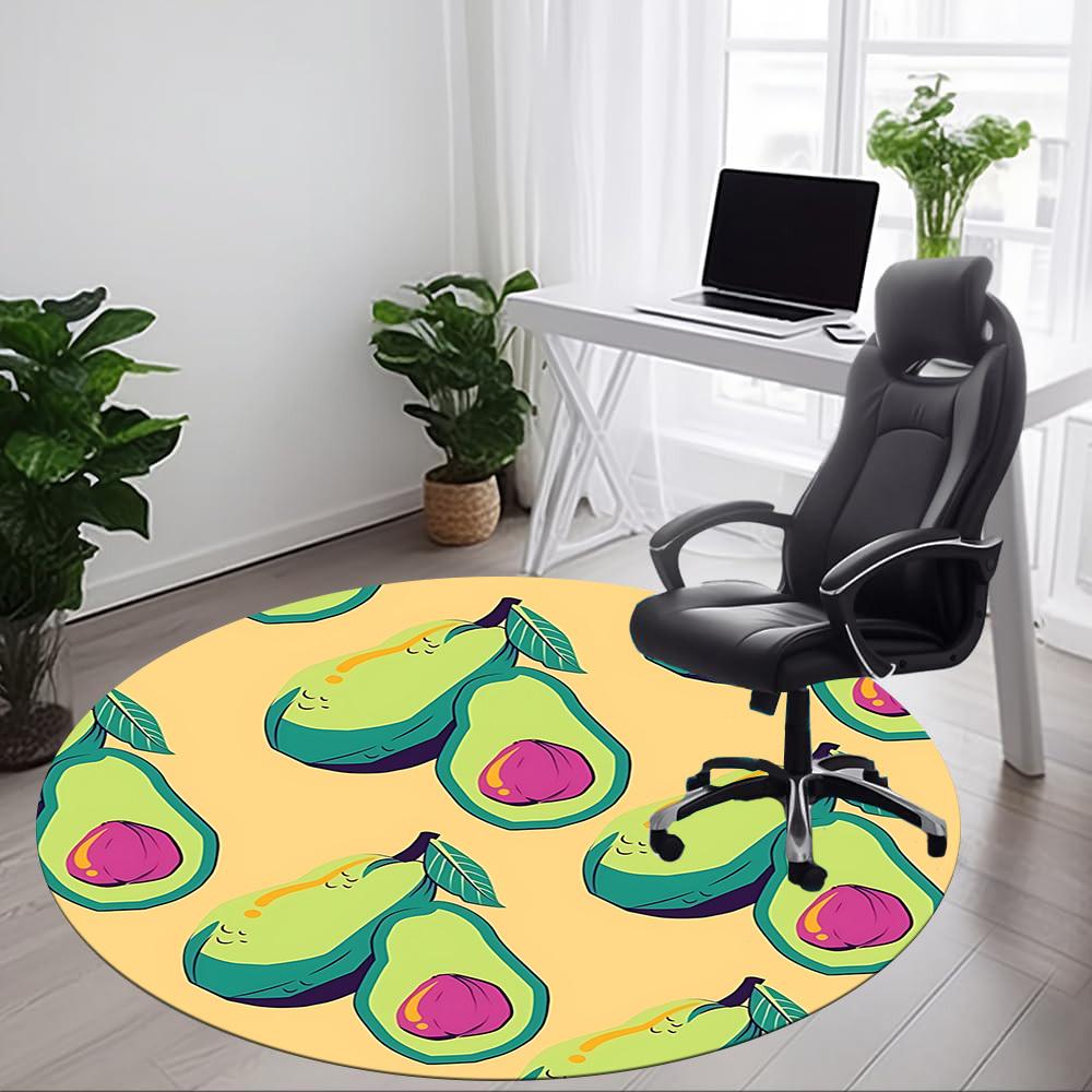 1pc Avocado Pattern Office Round Rug, Non-slip, Soft and Durable Office Rug for Interior Decoration, Perfect for Office,Decoration yy260204008
