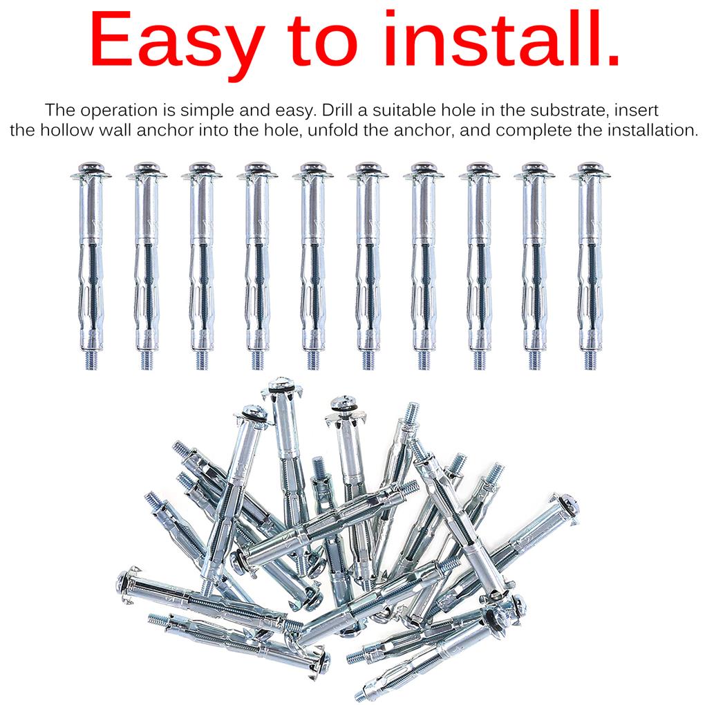 42 Pieces Expansion Screw Bolts with 6 Size Hollow Drive Wall Anchor Screws Assortment Kit Home Improvement Drywall Lamp