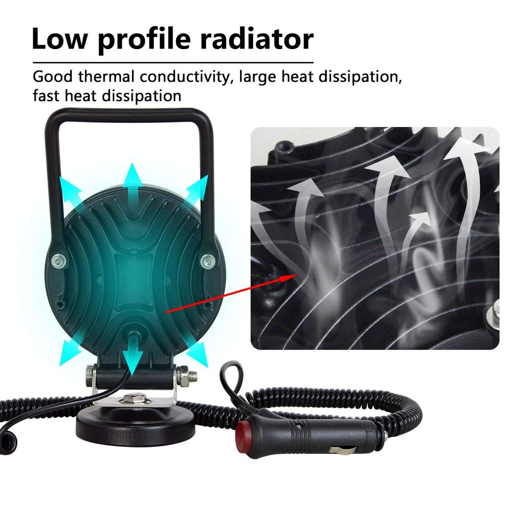 Светодиодный рабочий фонарь с магнитным креплением, 4 дюйма, 42 Вт, круглый, широкий угол 60 градусов, гнездо для прикуривателя, 12 В/24 В, портативный фонарь, морской, для грузовиков