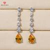 Sparking Yellow Water Drop CZ Dangle Earrings For Women Aesthetic Lady's Ear Accessories Engagement Wedding Trend Jewelry