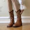 Ботинки Martin ковбойские рыцарские сапоги летние He Sui вестерн юбка новая тот же стиль с вышивкой универсальная мода повседневная